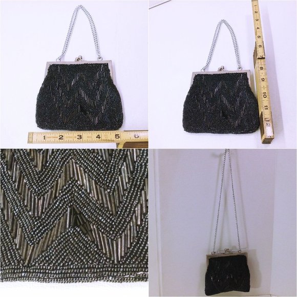 Vintage 50s-60s Walborg Hong Kong Beaded Evening Shoulderbag 5x6 Hinged KissLock - Picture 8 of 11